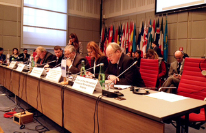 Sir Andrew Burns speaking at the OSCE Permanent Council, Vienna, Austria