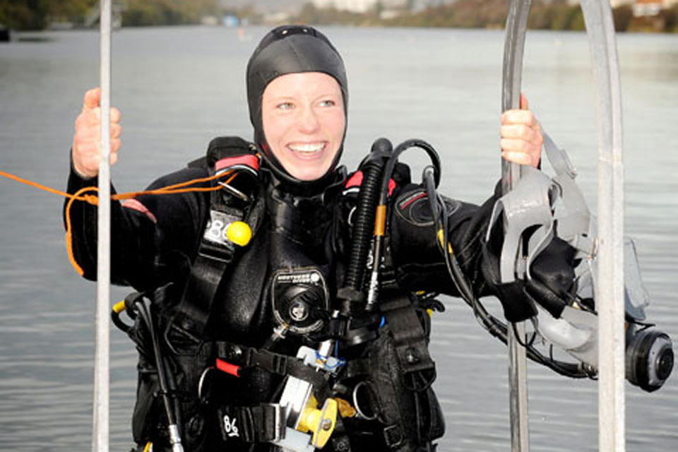 Lieutenant Catherine Ker in her diving gear