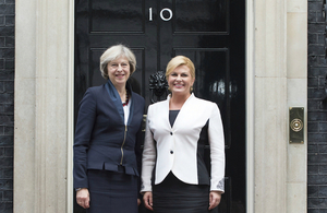 Prime Minister Theresa May with Croatian President Kolinda Grabar-Kitarović outside 10 Downing Street.