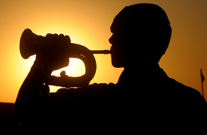 A British Army bugler plays the last post at sunset (stock image) [Picture: Sergeant Keith Cotton, Crown Copyright/MOD 2009]