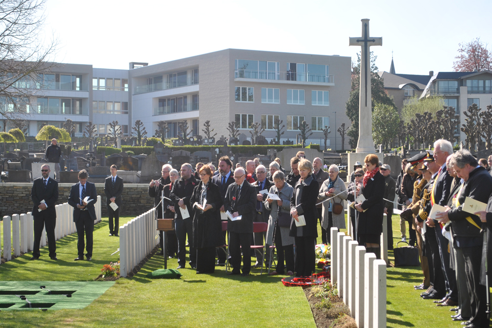 The families of Venus and Rowbottom attend service. © Crown Copyright. All rights reserved