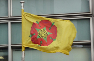 Lancashire flag flying outside Eland House