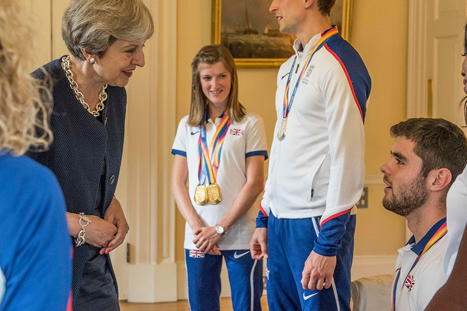 Britain's track and field stars celebrated at Downing Street