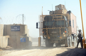 A combat logistic patrol leaves Patrol Base Ouellette [Picture: Sergeant Dan Bardsley, Crown copyright]