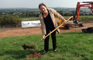 Baroness Kramer in Newcourt, to cut the first turf on the £1.5 million new station