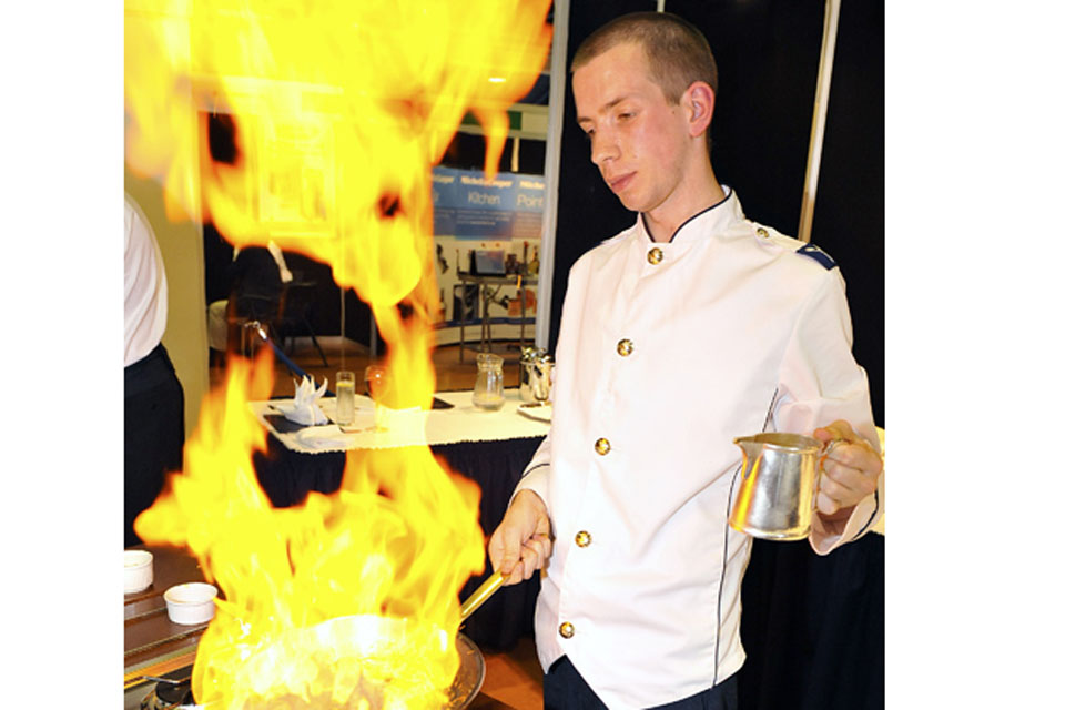 Senior Aircraftman Andrew Kerr, from RAF Leuchars, set the standard when his flambé technique resulted in the biggest flame of the day