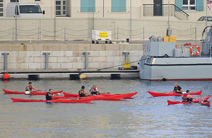 Injured Royal Marines kayaking in Gibraltar as part of their rehabilitation
