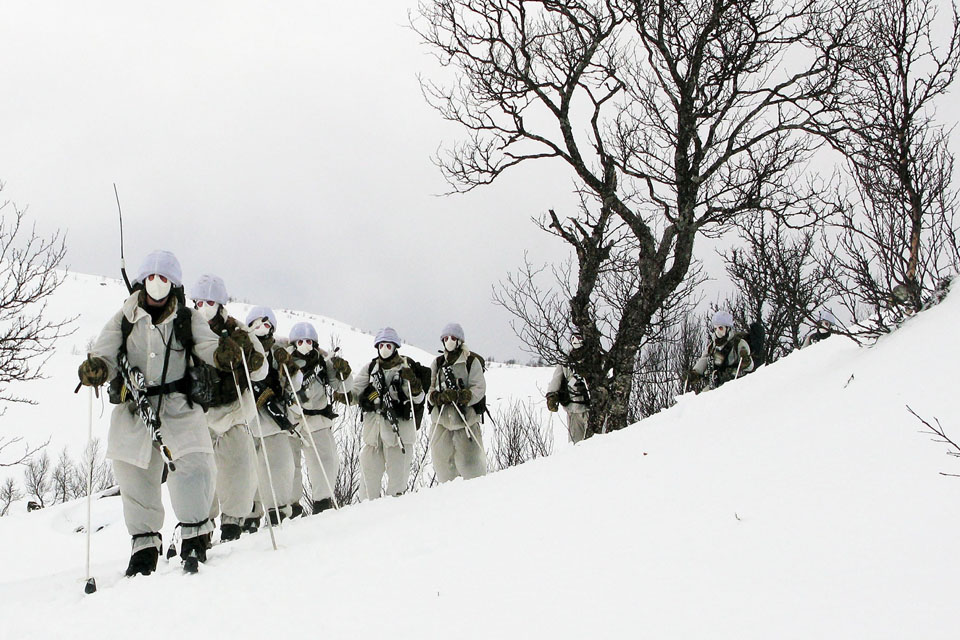 Royal Marines reservists undergoing cold weather and mountain training in northern Norway
