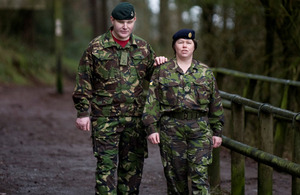 Rifleman Paul Jacobs with Warrant Officer Julie Coombes