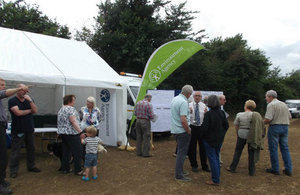 Staff talking to residents at the first Badsey Brook drop-in event