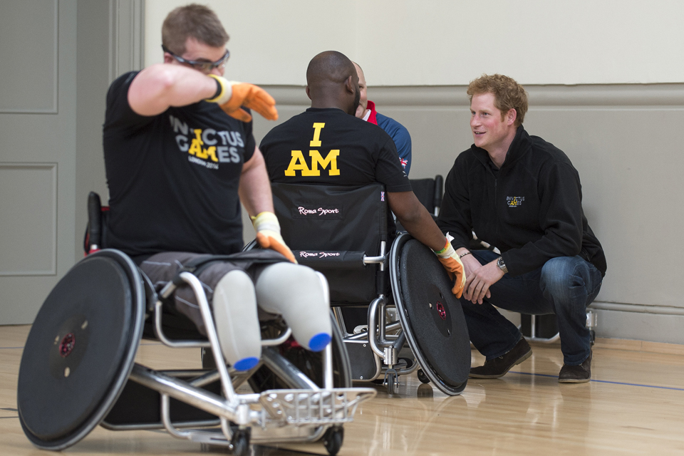 Prince Harry talking to potential competitors for the Invictus Games