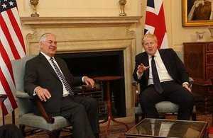 US Secretary of State Rex Tillerson and British Foreign Secretary Boris Johnson meet in London