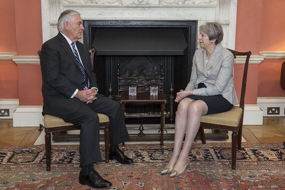 PM meeting with US Secretary of State Rex Tillerson: 22 January 2018