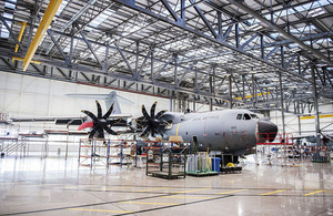 A £70 million hangar large enough to contain three of the RAF’s new Atlas transport aircraft at the same time was officially opened by Defence Minister Guto Bebb at RAF Brize Norton today. Crown copyright.