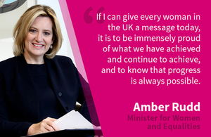 Minister for Women and Equalities Amber Rudd marks the centenary of suffrage