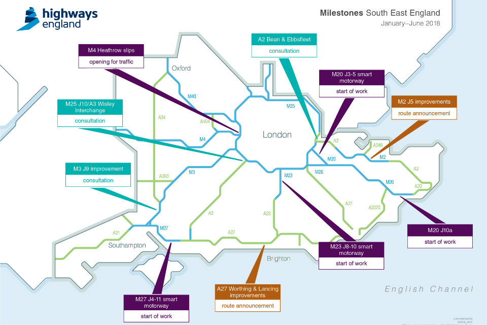 Map showing the projects in the South East