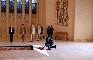 Defence Secretary Gavin Williamson during a visit to the The Tomb of the Unknown Australian Soldier. Crown copyright.