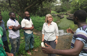 Minister Harriett Baldwin at Lake Ossa wildlife reserve