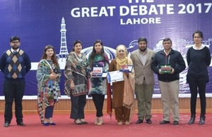 GREAT Debate winner and runner up with other participants at FAST National University, Lahore.