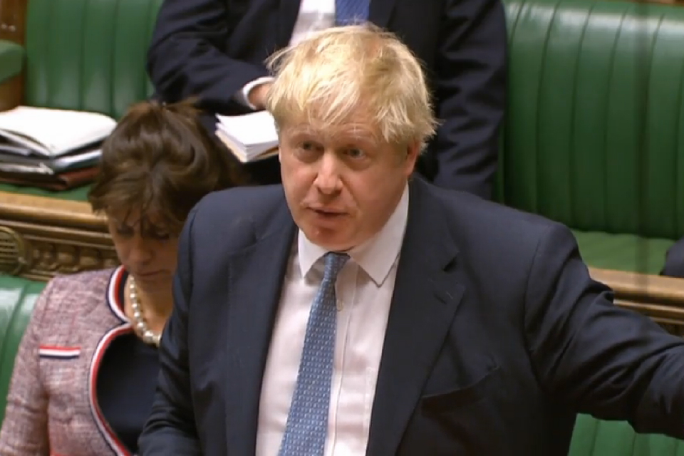 Foreign Secretary Boris Johnson addresses the House of Commons