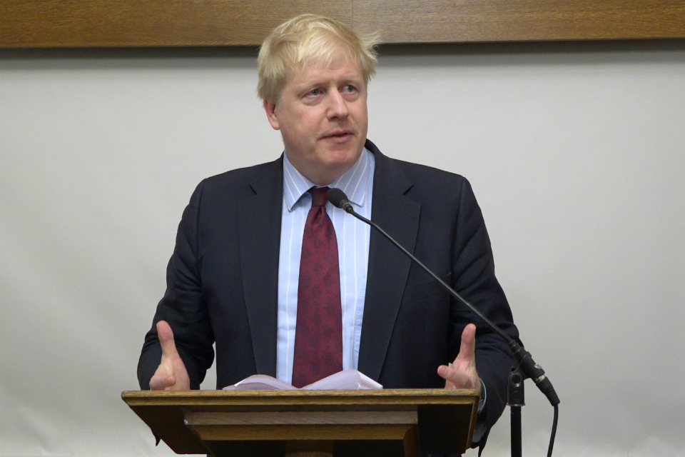Foreign Secretary Boris Johnson speaking