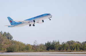 Korean Airlines aircraft takes off