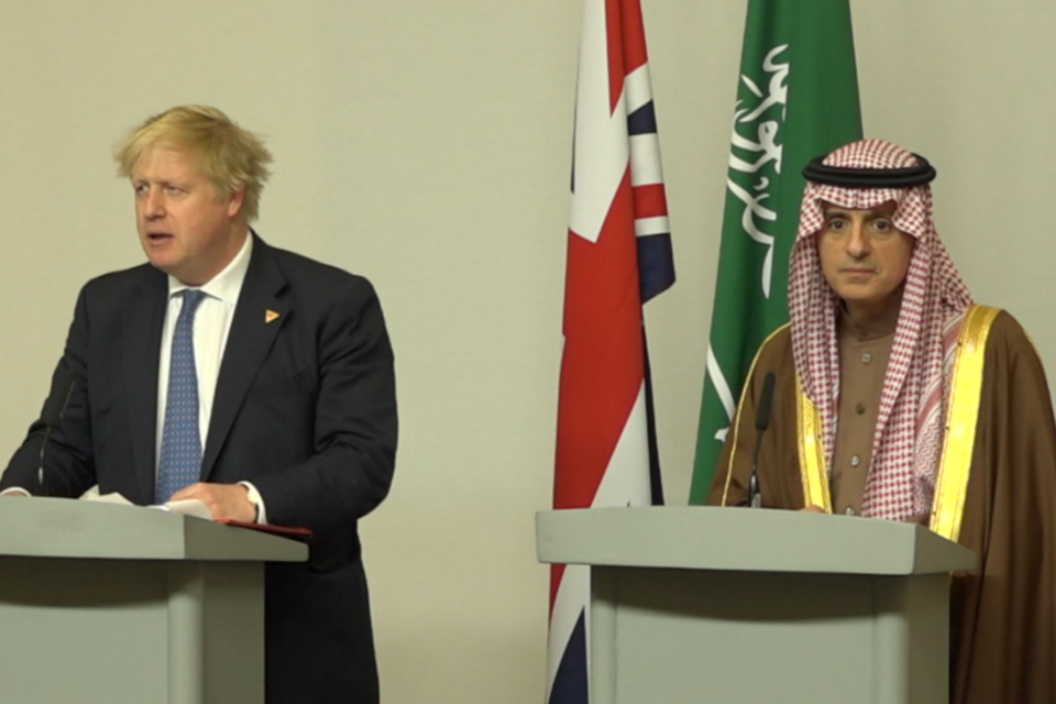 Foreign Secretary Boris Johnson and Saudi Arabian Foreign Minister Adel al-Jubeir