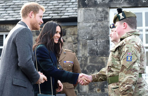 HRH Prince Harry and Ms Meghan Markle meeting Armed Forces personnel at Edinburgh Castle in February 2018