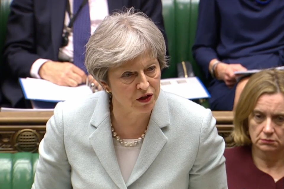 Prime Minister Theresa May speaking in the House of Commons following the March European Council