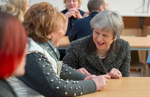 PM Theresa May meets staff at Ayr textile manufacturer Alex Begg