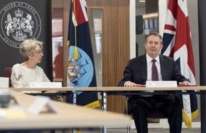 Picture of Liam Fox and Patricia Hewitt at launch of Board of Trade Awards.