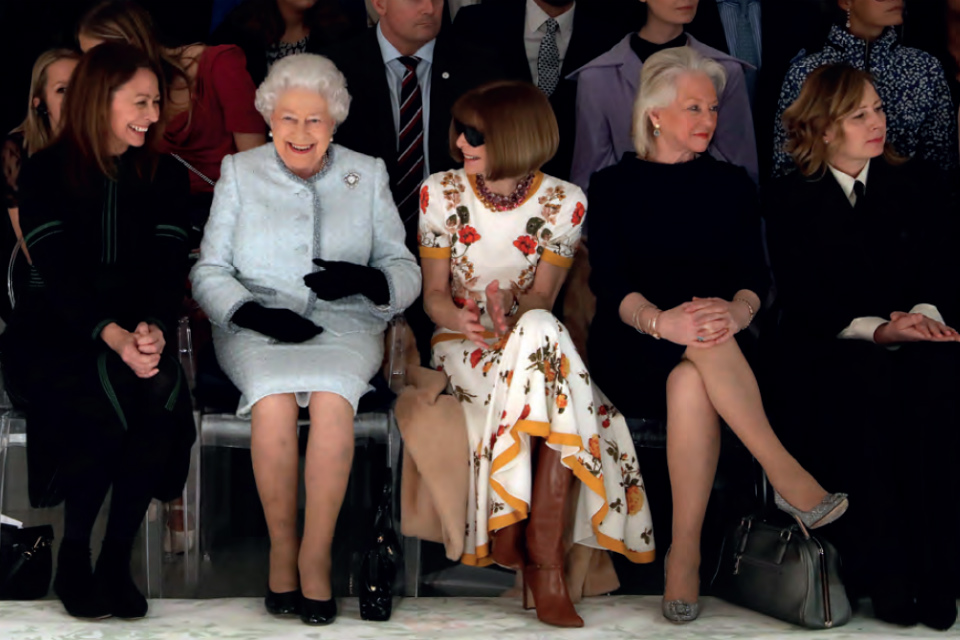 The Queen sitting in the front row at Fashion Week.