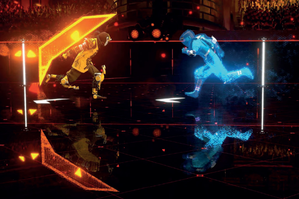 Still from the Laser League video game.