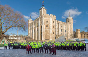 Project Servator teams gather for the launch at the Tower of London.