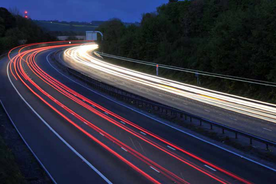 Lights on a motorway at night (credit: krzych/iStock - ID92085353).