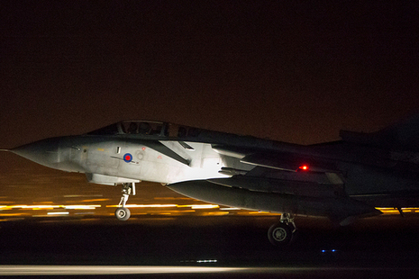 An RAF Tornado comes into land at RAF Akrotiri after concluding its mission.