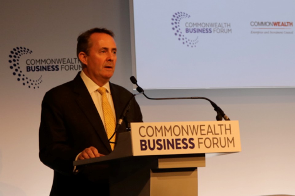 Picture of Liam Fox at Commonwealth Business Forum