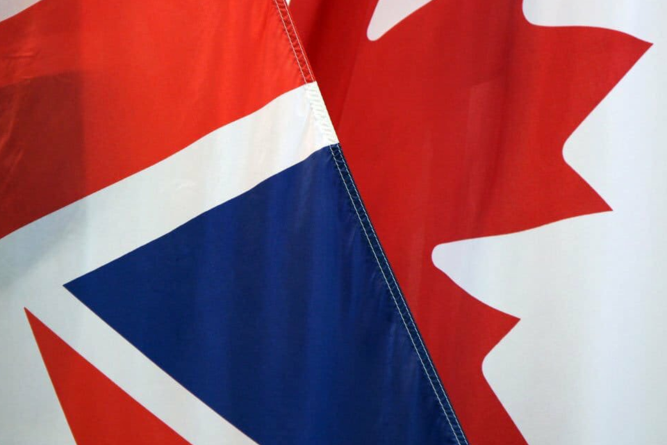 UK Canada flag connected