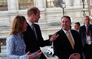 The Duke of Cambridge with Dr. Liam Fox and DIT Permanent Secretary Antonia Romeo
