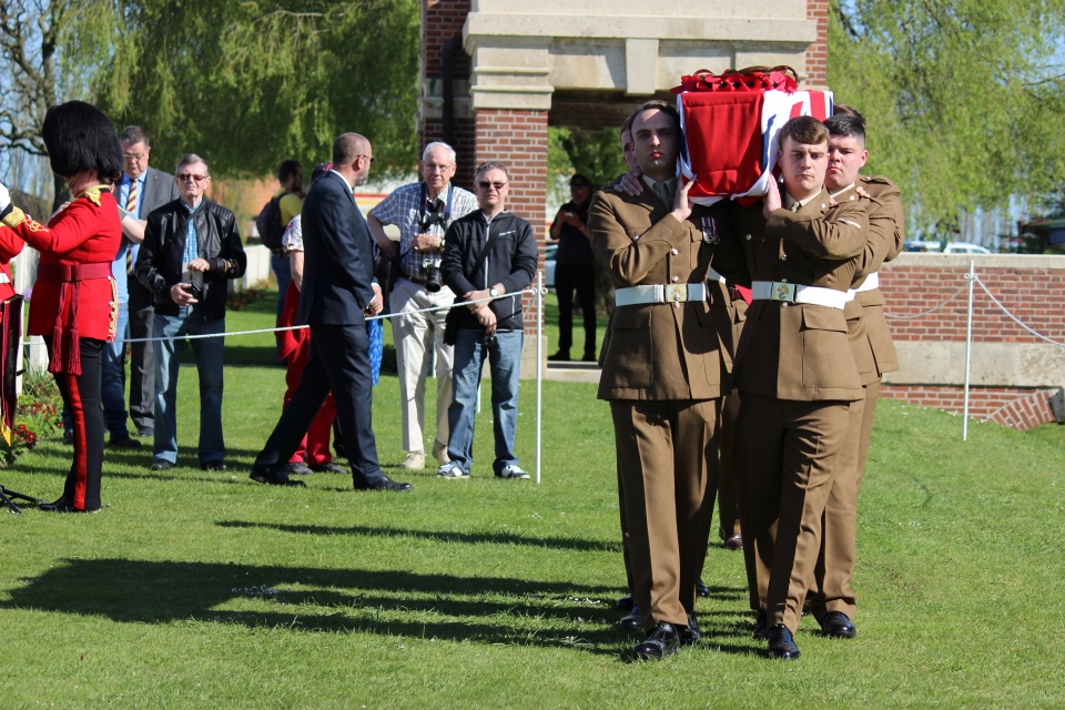 The Royal Regiment Fusiliers take Captain Walker to his final resting place, Crown Copyright, All rights reserved