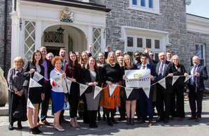British High Commissioner to Canada stands with students of the Royal Commonwealth Society to celebrate their Commonwealth Big Lunch outside of her official residence Earnscliffe.
