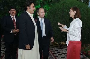 Special Envoy for Gender Equality Joanna Roper, British High Commissioner Thomas Drew with the Chairman of PPP Bilawal Bhutto Zardari