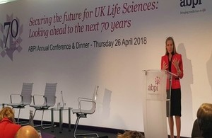Picture of Baroness Fairhead speaking at ABPI conference.