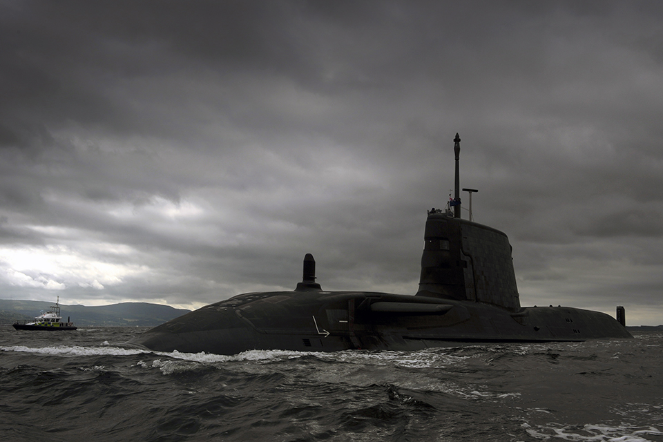 Britain's third Astute Class nuclear submarine, HMS Artful. Crown copyright.