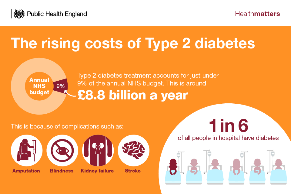 Infographic showing the rising costs of Type 2 diabetes