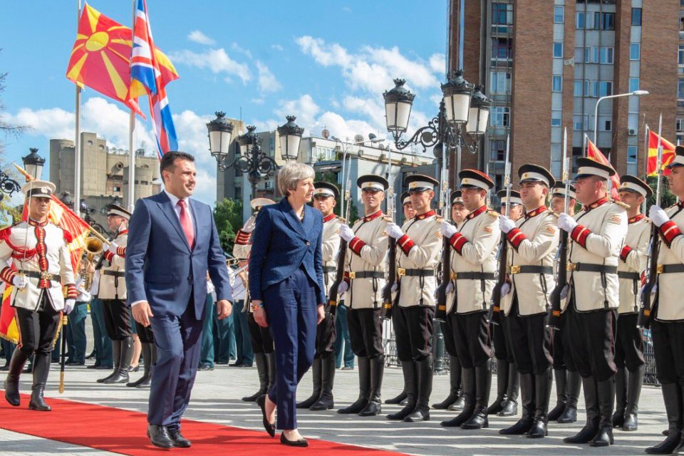 Prime Minister Theresa May speaks in Skopje as the first British Prime Minister in almost 20 years to visit Macedonia