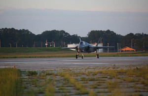 The first of Britain’s next-generation fighter jets taking off from the United States.