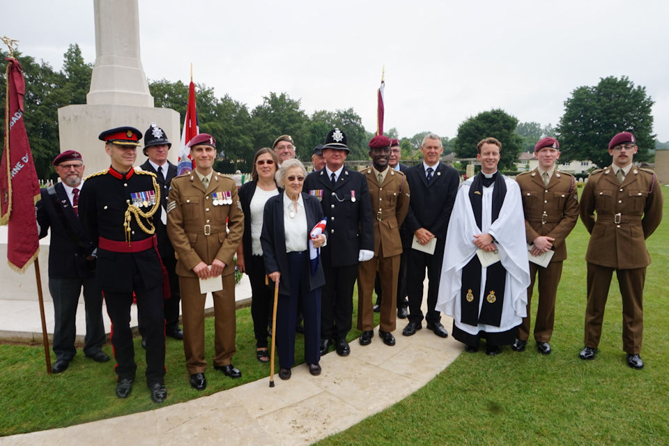 Margaret Keighley is joined by Reverend Doctor Brutus Green, Military Attaché, regimental representatives and dignitaries, Crown Copyright, All rights reserved