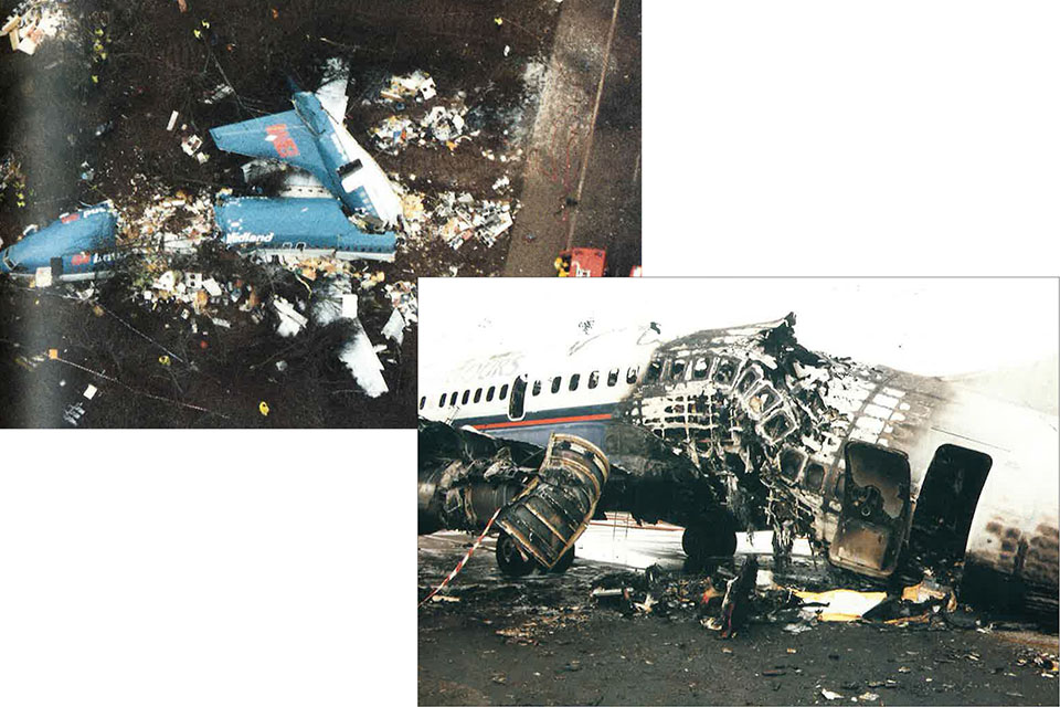 Pictures from Kegworth (1989) and Manchester (1985) accidents