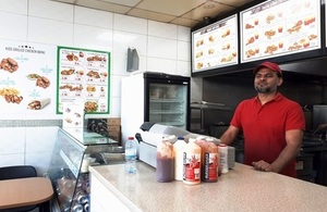 Chicken shop counter showing healthy menu options